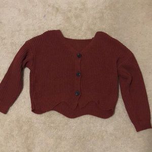 Knitted button down crop sweater